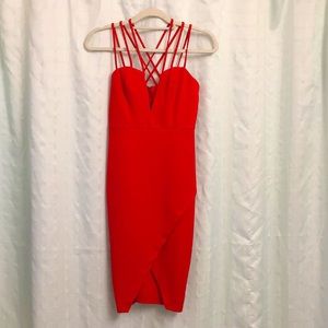 Red Strappy Midi Dress, size small